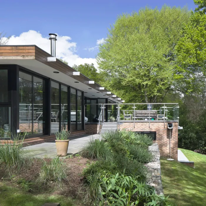 Contemporary architectural detail showing sustainable design principles